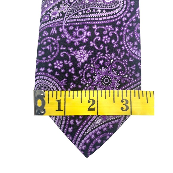 Van Heusen Necktie Men's Multi-color Striped Purple Paisley 2-Piece Set - Picture 11 of 11